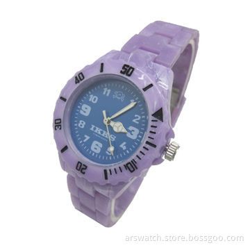 Plastic Case Silicone Strap Japan Quartz Movement Silk Printing Dial Watch, RoHS/CE Mark